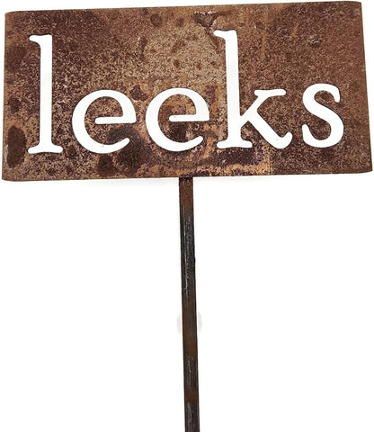 Classic Metal Garden Markers 19 Inches Tall (leeks, Naturally Rusted)