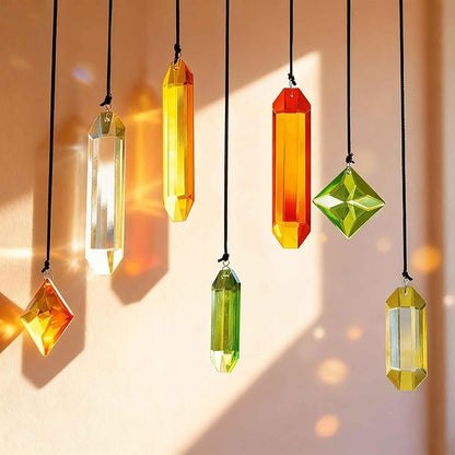 HDCRYSTALGIFTS 7PCS Crystal Prisms Suncatcher for Window Hanging, Rainbow Sun Catchers Indoor Window, Home Garden Thanksgivng Day Christmas Decorations (Season Design)