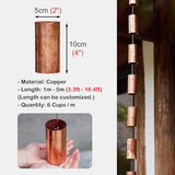 Copper Rain Gutter Chains for Eaves Drainage, Outside Rain Chimes Rainwater Collector, Garden Ornament Rain Chains Downspouts, 6 Cups/m (Copper 1m (3.3ft))