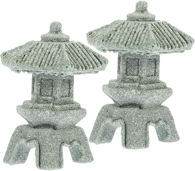 Yardwe 6pcs Stone Pagoda Statue for Garden Decor Micro Landscape Ornament Home Decoration