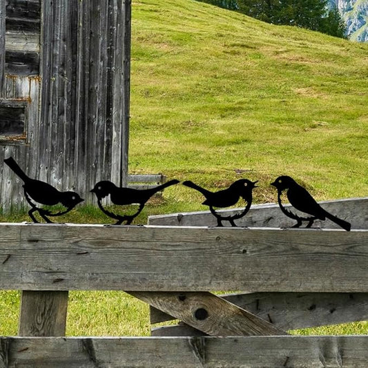 WADORN 4Pcs Birds Metal Yard Art Decor, Birds Animal Metal Outdoor Tree Silhouette Stake for Tree Yard Garden Patio Animal Outdoor Craft Statue Ornaments Gift for Housewarming Home Art Decor