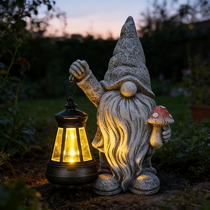 Garden Outdoor Statue,Solar Gnome Decorations Lanterns for Yard Garden, Patio Gnome Gifts for Mom (Eclectic)