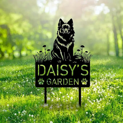 Custom Schipperke Dog Metal Memorial Garden Stake Personalized Pet Grave Marker Name Sign Remembrance Stake Decor Sympathy Dog Loss,Outdoor Statues for Yard Garden Lawn Patio Pathway Grave.