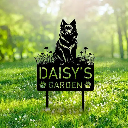 Custom Schipperke Dog Metal Memorial Garden Stake Personalized Pet Grave Marker Name Sign Remembrance Stake Decor Sympathy Dog Loss,Outdoor Statues for Yard Garden Lawn Patio Pathway Grave.