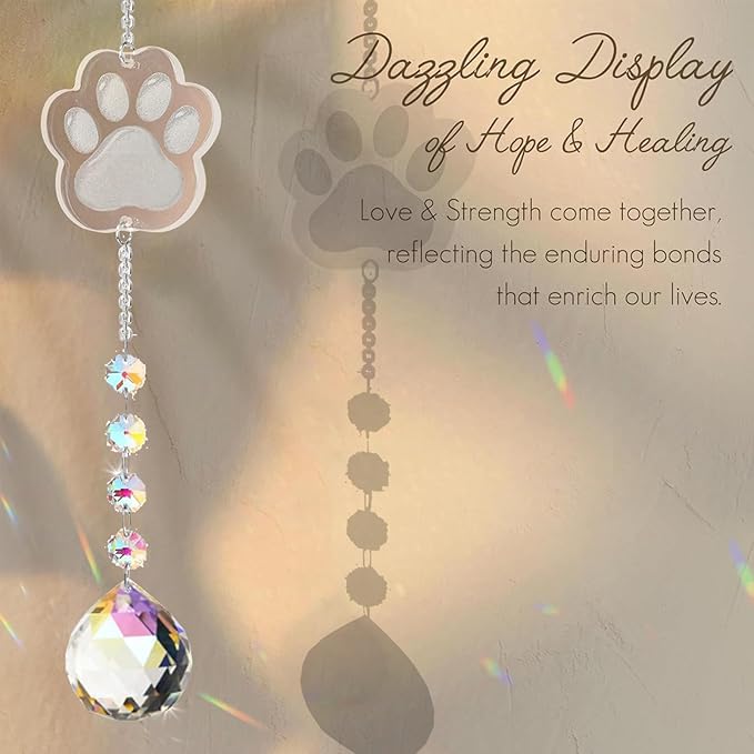 Dog Memorial Gifts for Loss of Dog, K9 Crystal Suncatcher Rainbow Maker Pet Memorial Gifts for Dogs/Cats, Handmade Sun Catcher Window Hanging for Pet Lovers,Thoughtful Pet Loss Sympathy Gift