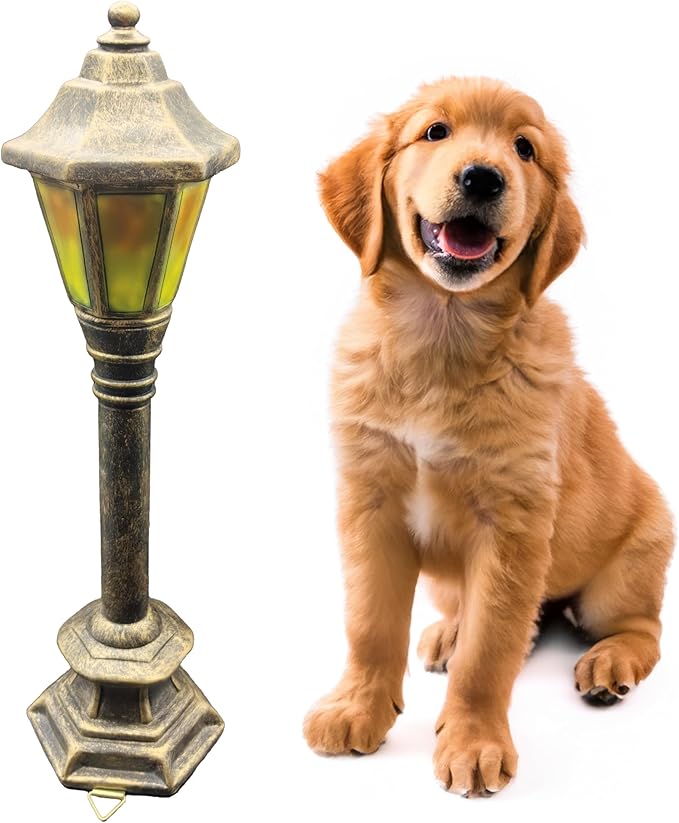 coolboy Street Light Garden Statue for Dogs to Pee On,Puppy Pee Post Training Tool Street Lamp Resin Statue,Indoor Outdoor Street Lights Decor Figurines for Yard Art and Garden Lawn,The （Gold）