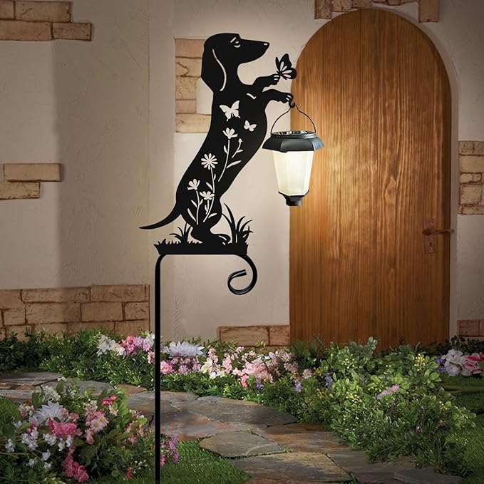 Dachshund Solar Lights Garden Stake,Dachshund Gifts Outside Decorations for Pathway,Yard,Garden Decor,Dog Solar Lights Outdoor