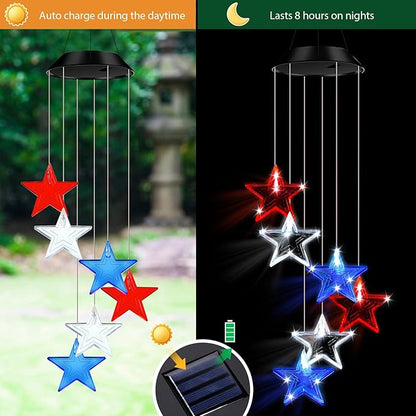 Fumete 2 Pack Solar Wind Chimes for Outside Star LED Color Changing Light Outdoor Mobile Wind Chime for Garden Patio Yard Porch Home Decor