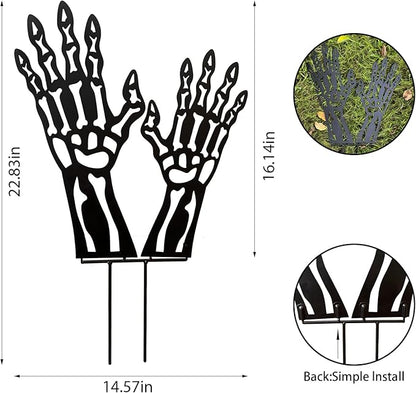 Halloween Decorations Outdoor, Metal Black Hand Decorative Garden Stakes for Halloween Decor, Metal Yard Signs for Outside Garden Lawn Porch Party Decorations