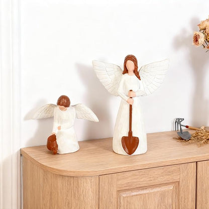Garden Angel Statues of Set 2, Gardening Gifts for Women Figurines, Unique for Mom Sisters Grandma Friends, Gift to Celebrate Friendships