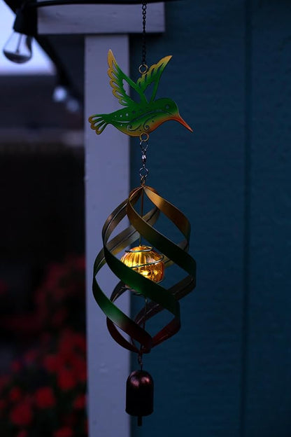 Hummingbird Windweaver Solar Hanging Spinner