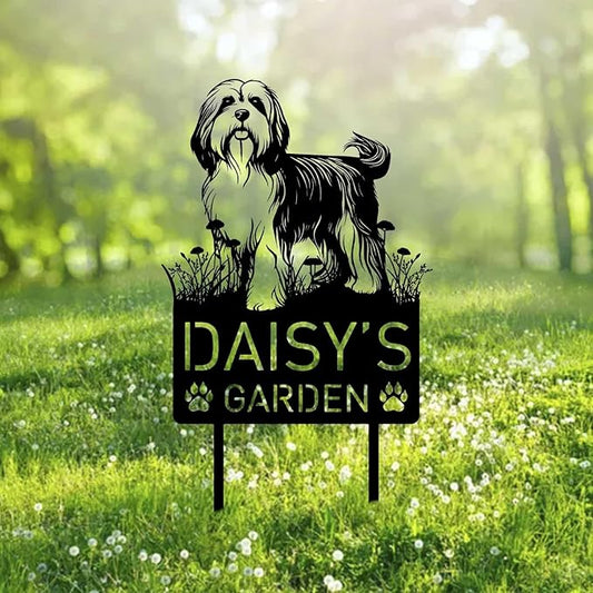 Custom Tibetan Terrier Dog Metal Memorial Garden Stake Personalized Pet Grave Marker Name Sign Remembrance Stake Decor,Memorial Statue Sign for Garden Outdoor Outside Yard Decor Sympathy Dog Loss.