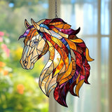 Colorful Horse Exotic Acrylic Suncatcher Stained Glass Effect Window Car Hanging Christmas Ornament Indoor Outdoor Decor Garden Sun Catcher Panel for Horse Lover for Women Mom Grandma