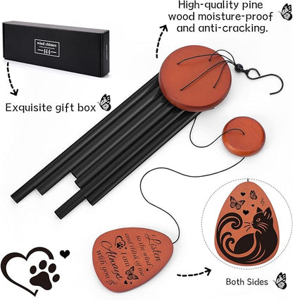 Cat Memorial Gifts Wind Chimes, Personalized Pet Loss Sympathy Gifts to Honor and Remember Cats, Memorial Cat Lover Windchimes Present for Loss of Cat Passing Away