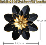 Metal Flower Wall Art Decor, 9.5“ Rustic Modern Floral Sculpture, Distressed Iron Wall Hanging Home Decoration Accent Artworks for Indoor Kitchen Bedroom Living Room Office Outdoor Garden Patio