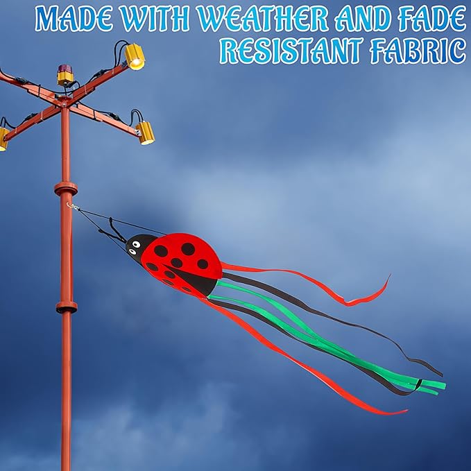 Soulchen Ladybug Windsock for Outside Heavy Duty Wind Socks Spring Summer Durable Outdoor Hanging Flag Wind Decoration for Yard Garden Patio Boat Home Decoration