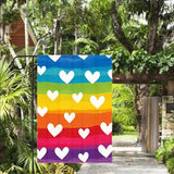 Gkyygk Garden Flag Rainbow Heart LGBT Double Sided 12x18 Inch Banners Welcome Yard House Outside Outdoor Summer Decoration