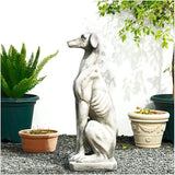 Glitzhome Sitting Dog Garden Statue, Outdoor Statue Garden Lawn Greyhound Sculpture Decorative Animal Guardian Sentinel for Driveway Porch Patio 32 Inch