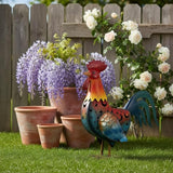 HONGLAND Metal Rooster Yard Decor,18" Solar Chicken Garden Statues Outdoor,Farm Animals Lawn Decorative Ornaments Outside for Home Patio Backyard Landscape