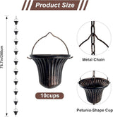 Lotus Rain Chain, 6.5FT Rain Chain Gutters, Adjustable Rain Catcher Chain with 10 Cups, Rain Chain Downspouts for Outdoor Gutter (Small Cup)