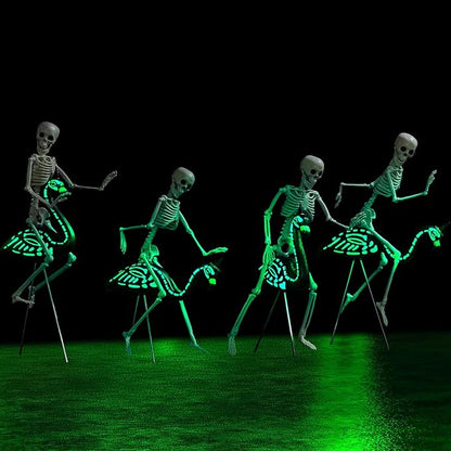 Simgoing 8 Pcs Halloween Skeleton Flamingo Decoration Outdoor Yard Ornament 15.7" Plastic Skeleton Decor with Posable Legs Flamingo Statue Decor for Yard Garden Lawn(Fluorescent,S,Stylish)