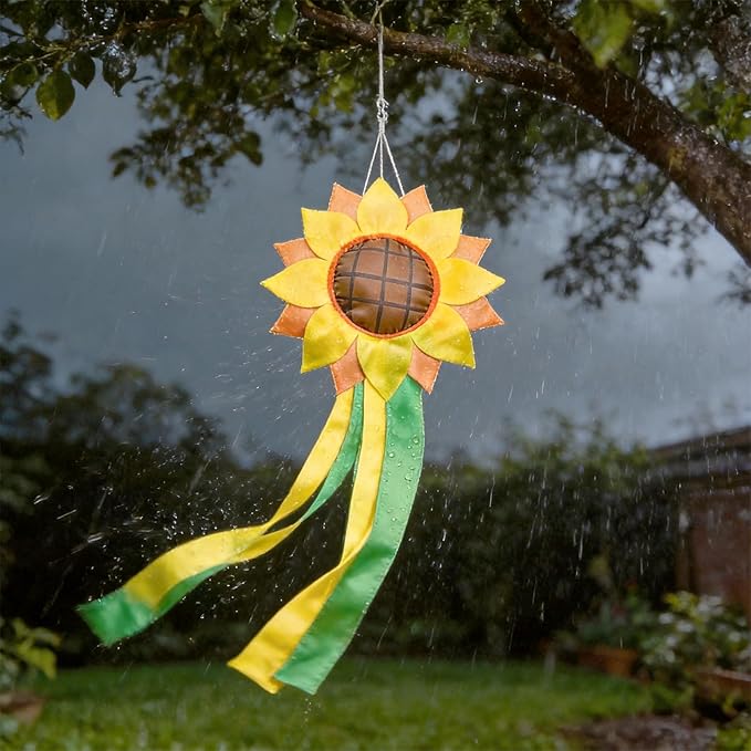 9KM DWLIFE Sunflower Windsock for Outside – 42 Inch Outdoor Windsock Hanging Decor | Durable Polyester Garden Wind Sock Flag for Yard, Patio, Deck, Porch Seasonal Decoration