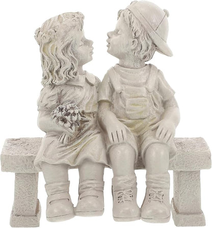 SUPVOX Resin Boy Girl Garden Statue Ornament Artistic Outdoor Decorative Figurines for Patio Lawn Tree Accent Fall Garden Decor Craftsmanship Resin Sculpture
