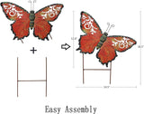 Aecipl Garden Decor Metal Butterfly Stakes Yard Sign Decorative Lawn Art Indoor Outdoor Plant Stake Patio Porch Pathway Backyard Decoration (Red)