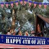 Happy 4th of July Banner 20 * 120inch Decorations Outdoor Patriotic Yard Sign Party Supplies Red White and Blue Stars USA Independence Day Backdrop for Outside Indoor Fence Balcony Garden Decorations