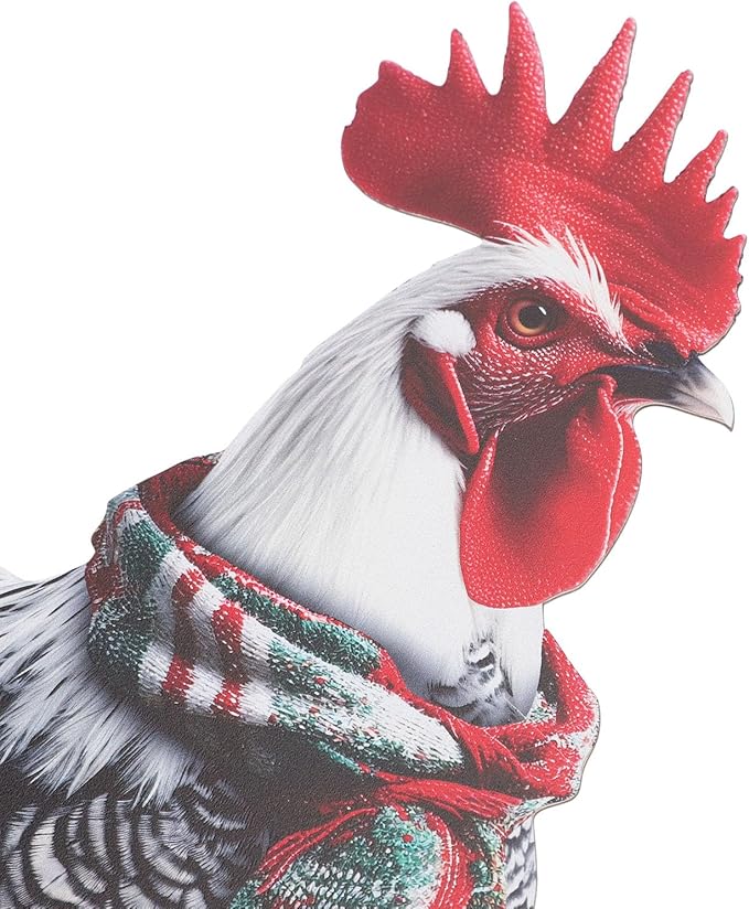 FILFEEL Metal Rooster Statue Ground Stake Iron Art Chicken Ornament for Lawn Garden Festival Decoration