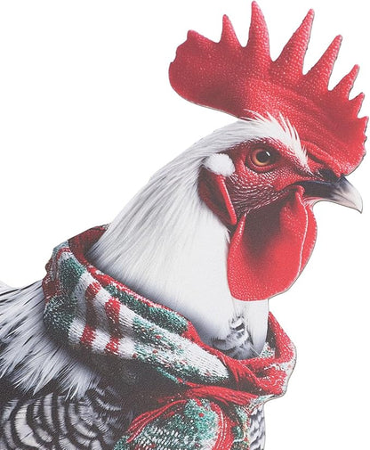 FILFEEL Metal Rooster Statue Ground Stake Iron Art Chicken Ornament for Lawn Garden Festival Decoration