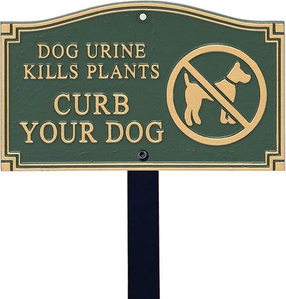 SmartSign Curb Your Dog Yard Sign, Dog Urine Kills Plants Garden Plaque | 5.75" x 9.5" Aluminum Plaque with 18" Black Lawn Stake, Made in USA