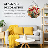 7.87" Stained Glass Window Hanging,Red Gladiolus Flower Sun Catcher for Door Terrace Garden Home Decor,Plants Suncatcher House Warming Gifts New Home