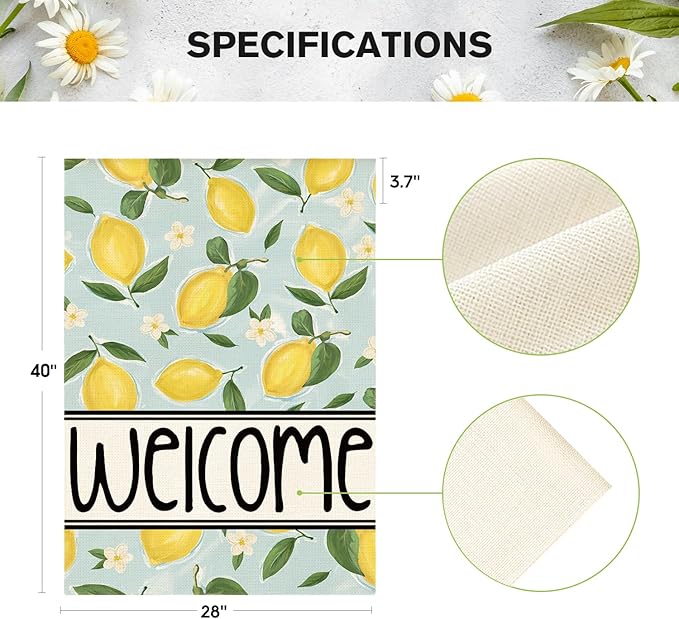 AVOIN colorlife Summer Lemon House Flag 28x40 Inch Double Sided Outside, Welcome Seasonal Yard Outdoor Flag