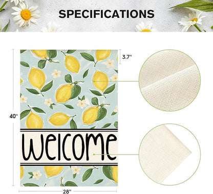 AVOIN colorlife Summer Lemon House Flag 28x40 Inch Double Sided Outside, Welcome Seasonal Yard Outdoor Flag