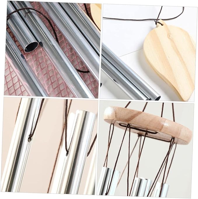 VANZACK 1Pc Aluminum Tube Wind Chime Beautiful Hanging Craft for Garden Decor Silver Color Birthday Durable Outdoor Bell for Courtyards Patios and Backyards