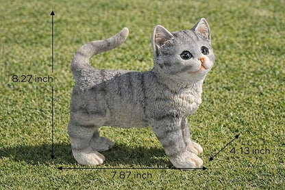 Elenon Cat Garden Statue Decorative for Yard, Standing Cat Figurines Home Lawn Decor, Patio Kitten Tuxedo Statues Pets Memorial Ornament for Cat Lovers