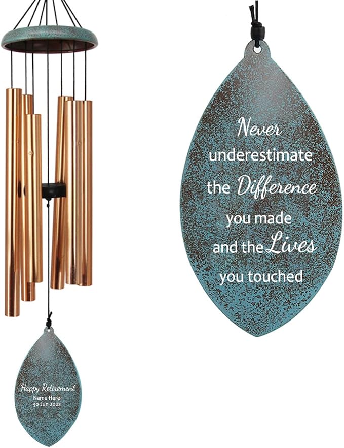 ASTARIN Personalized Happy Retirement Gift, Custom Name Retirement Wind Chimes for Women Men, 35" Large Deep Tone Wind Chime Retire Gifts for Teacher Co-Workers Boss(Produced in USA)