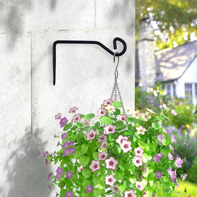 2 Pcs 6.7 Inch Black Plant Hanger Hooks Indoor/Outdoor Wall Mount. Metal Heavy Duty Hanging Plant Holder.Hanging Holder for Bird Feeders, Wind Chimes, Flower Baskets (Black, 2Pcs)