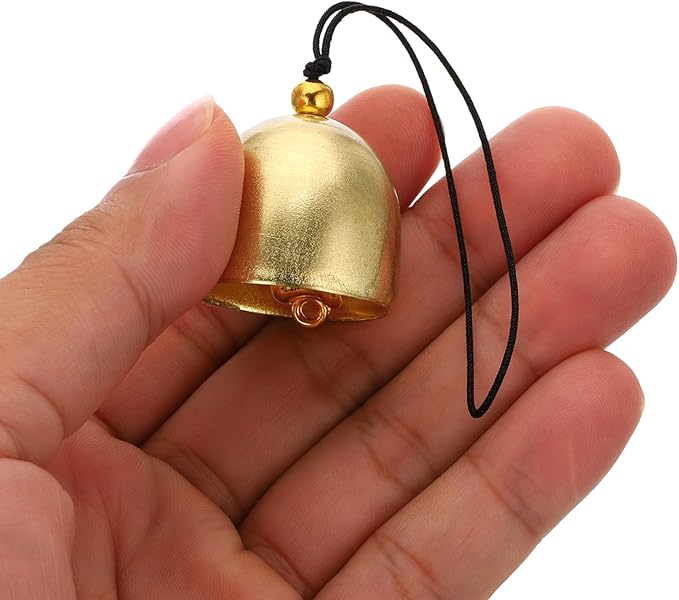 PATIKIL 6 Pcs Wind Chime, Hanging Bells Temple Bells Retro Outdoor Hanging Metal Chinese Wind Chime Round for Outside Garden Camping, Gold Black