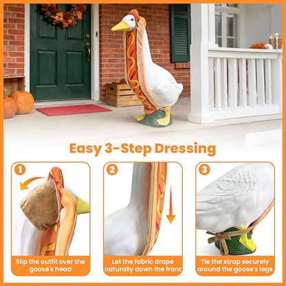 Independence Day Style Cute Outfit for 23-Inch Cement Goose – Outdoor Garden Yard Porch Decor