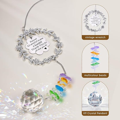 Thank You Gifts for Women Teacher, Crystal Sun Catchers Indoor Window, Teacher Appreciation Gift, Crystal Ball Suncatchers Indoor Window Hanging, Sun Catcher Rainbow Maker, Prisms Ball