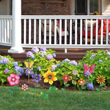hogardeck Garden Decor for Outside, Set of 10 Metal Flowers Decorative Garden Stakes for Spring Decor, Yard Art Garden Decorations for Outdoor Lawn Porch Pathway (Multi-Color) (Color b)