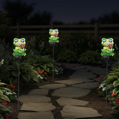 Solar Frog Garden Stake 39.3inch with Realistic Eye Movement Displaying I Love U, Frog Solar Lights Outdoor Garden for Pathway Yard Patio Lawn Ornaments