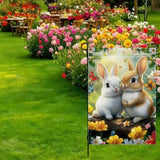 Spring Summer Flowers Butterfly Bunny Garden Flags for Outside 12x18 Double Sided, Small Burlap Seasonal Farmhouse Yard Flag Spring Decorations Outdoor Decor for Lawn Porch Patio Walkway