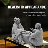 Hoypeyfiy 3Pcs Playing Chess Old Man Statue,Garden Figurines Set,Zen Garden Accessories,Outdoor Decor Sandstone for Bonsai,Micro Landscape Decoration,Garden,Patio,Yard,Lawn,Backyard