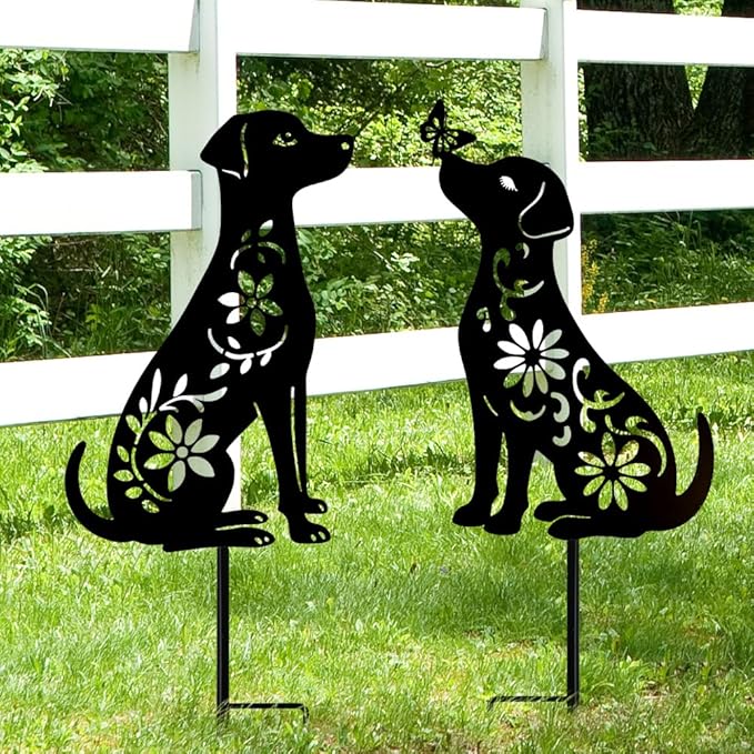 Dog Metal Decorative Garden Stakes, Dachshund Unique Gifts for Dog Lovers, Garden Decor for Outside, Yard Art, Patio, Outdoor Decor, Garden Decorations, Lawn Ornaments (2 Pack)