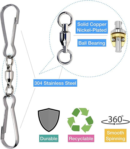 HS’s Creation 6 Pack Dual Clips Swivel for Indoor Outdoor Organization Spinning Hanger Clothline Rack Wind Chimes Spinner Prism Windsocks Hanging Plant