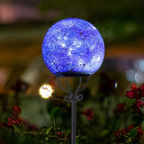 VCUTEKA Solar Outdoor Lights Garden Decor Mosaic Solar Garden Lights Waterproof Glass Ball LED Pathway Stake Light for Landscape Lawn Patio Yard Decoration 6 inch, Blue