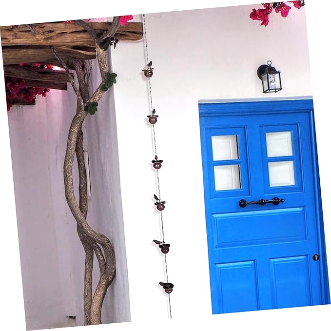 Decorative Metal Rain Chain for Gutters Drainage Elegant Cups Outdoor Garden Decor Resistant Design for Rainwater Diverter
